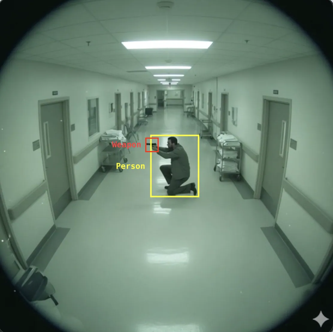 The same corridor with another generated incident, labelled